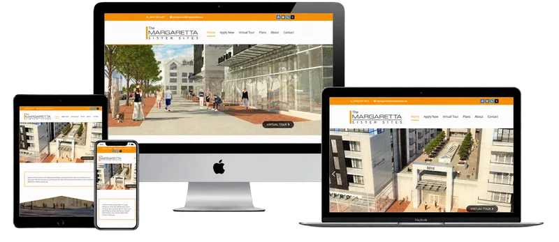 The Margaretta website displayed on desktop, laptop, tablet and phone