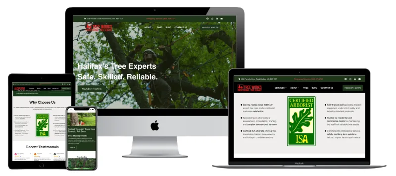 Tree Works responsive website mockup